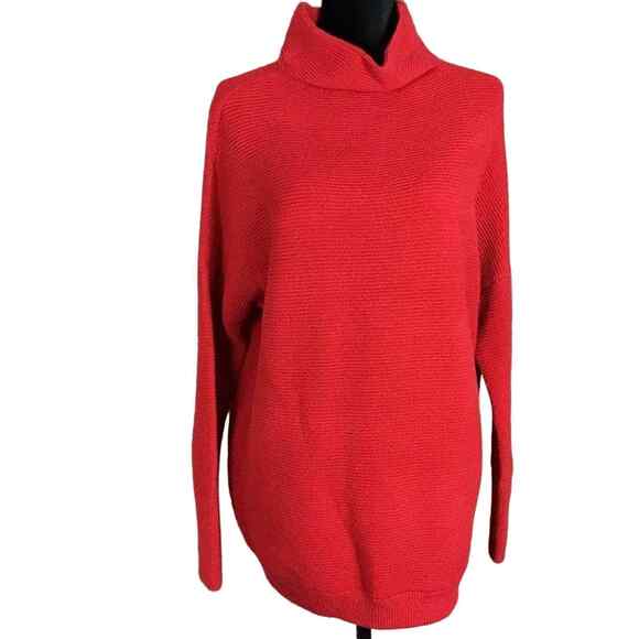 RDI Womens XL Sweater Red Ribbed Turtleneck Pullover Long Sleeve Soft Knit - Picture 13 of 14